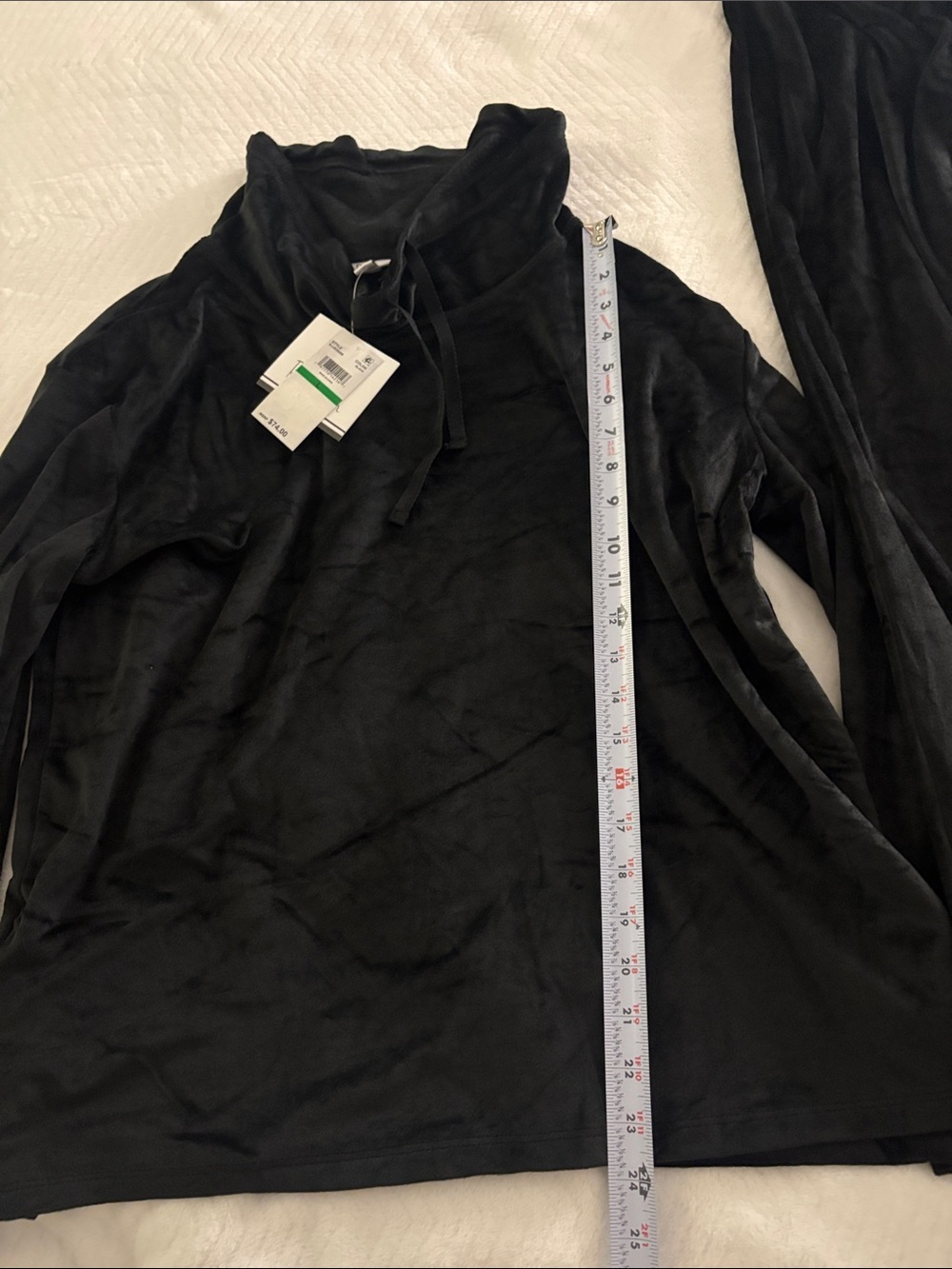 Women's Black Wide-Leg Velvet Lounge Pants - Cozy Pull-On Style - Picture 6 of 6